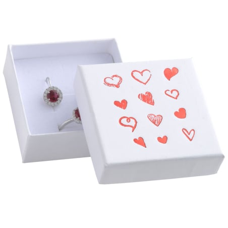 Bílá dárková krabička na soupravu šperků se srdíčky HRT-4/A1/A7 Jk Box
