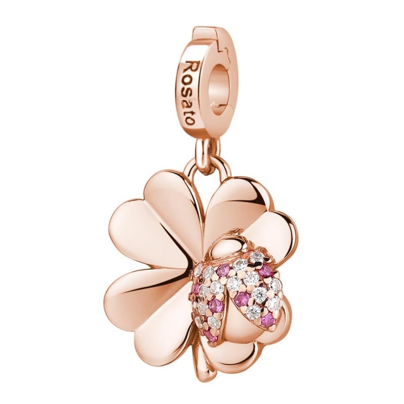 Bronzový přívěsek pro štěstí Čtyřlístek s beruškou Storie RZLE061 Rosato