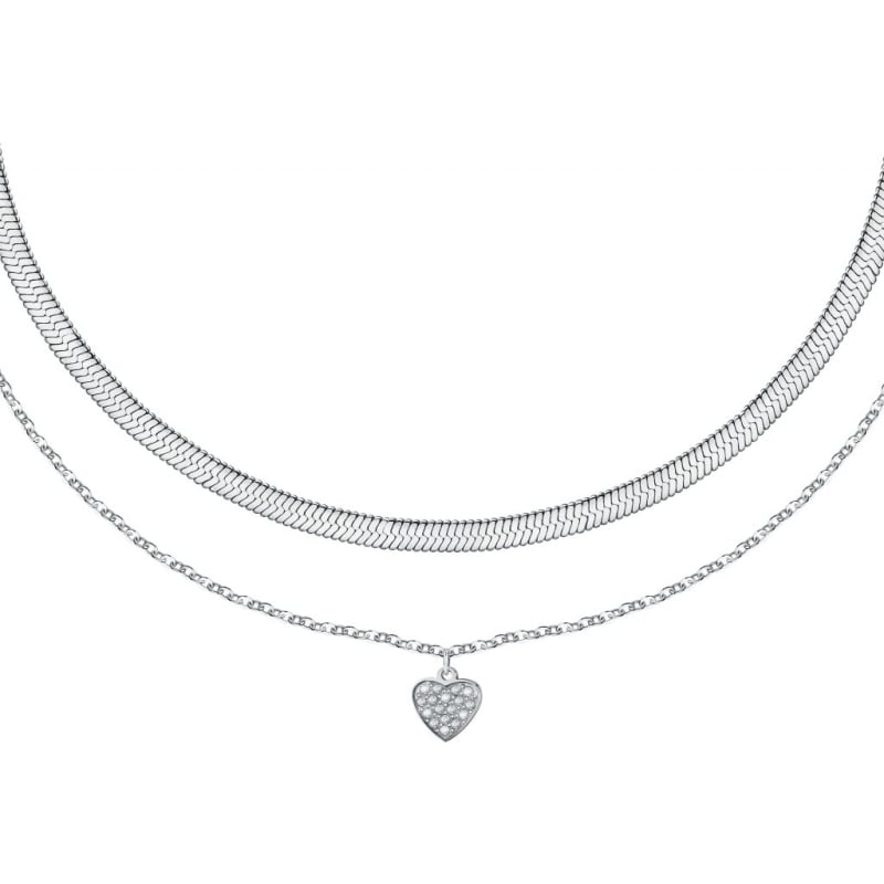 Dvojitý ocelový náhrdelník se srdíčkem Love LPS10ASD19 La Petite Story