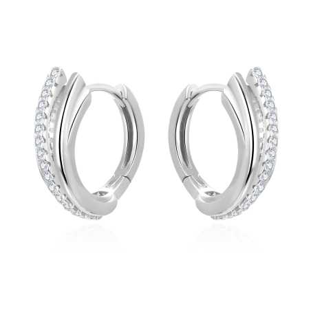 Slušivé stříbrné kruhy se zirkony AGUC3343 Beneto