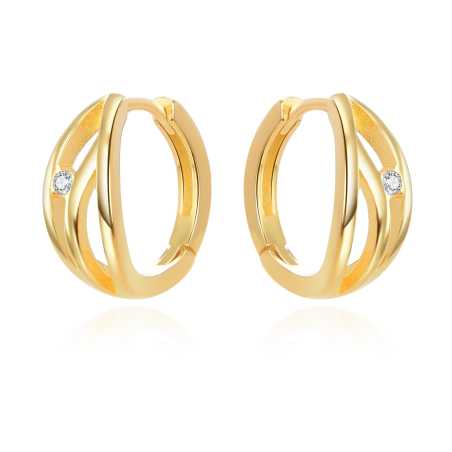 Pozlacené kruhové náušnice se zirkonem AGUC3345 Beneto