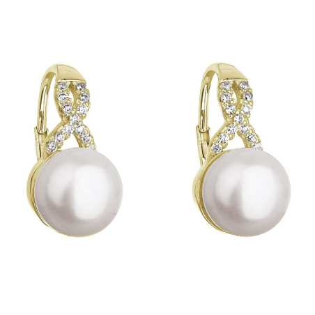Pozlacené náušnice s říční perlou 21048.1 Evolution Group