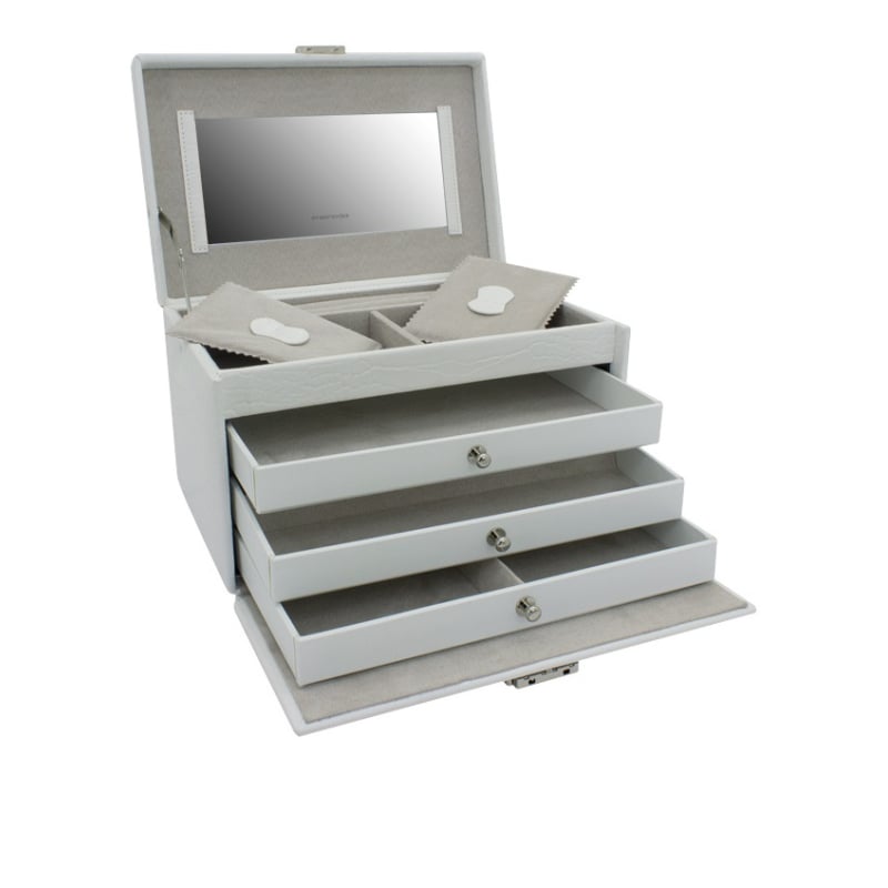 Exkluzivní bílá šperkovnice s krokodýlím vzorem Caiman 20135-1 Friedrich Lederwaren