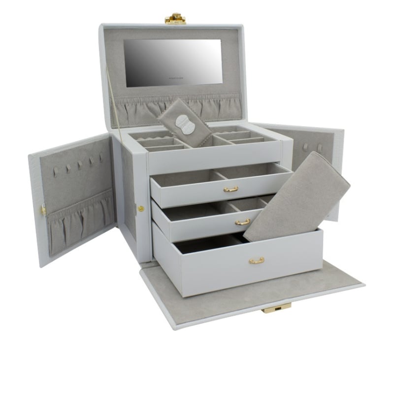 Moderní bílá šperkovnice s krokodýlím vzorem Caiman 20136-1 Friedrich Lederwaren