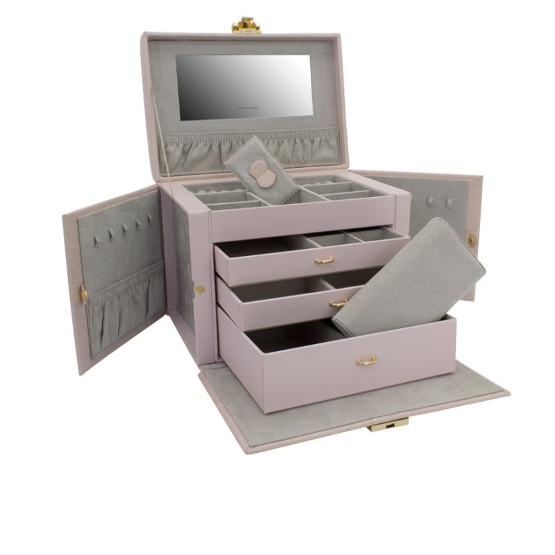 Moderní starorůžová šperkovnice s krokodýlím vzorem Caiman 20136-4 Friedrich Lederwaren Moderní starorůžová šperkovnice s krokodýlím vzorem Caiman 20136-4 Friedrich Lederwaren