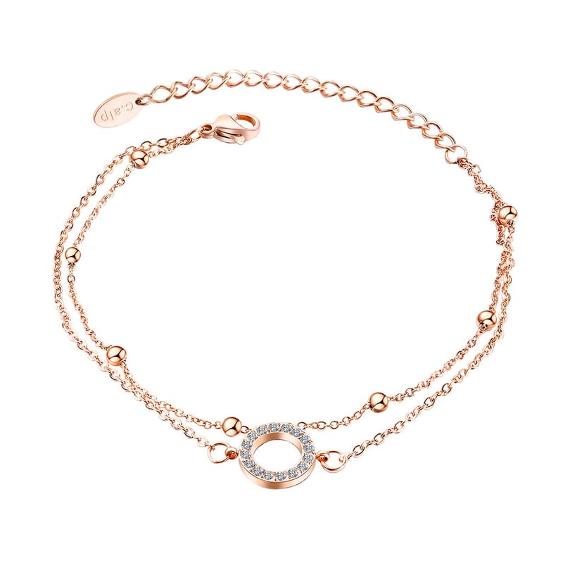 Stylový bronzový náramek s kroužkem 22147.ERG Crystalp
