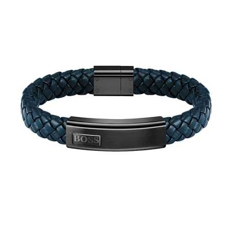 Tmavě modrý kožený náramek Lander 1580179M Hugo Boss