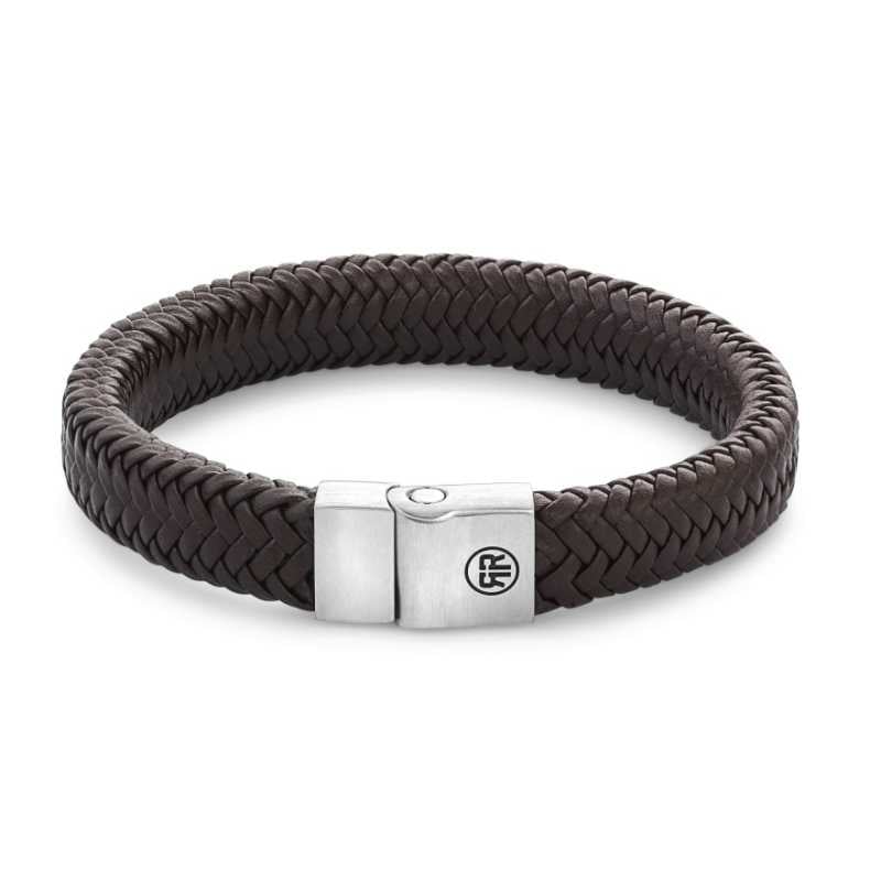 Hnědý kožený náramek Herringbone Brown Matt RR-M0022-S Rebel&Rose / Rozměr: 17,5 cm - M Hnědý kožený náramek Herringbone Brown Matt RR-M0022-S Rebel&Rose / Rozměr: 17,5 cm - M