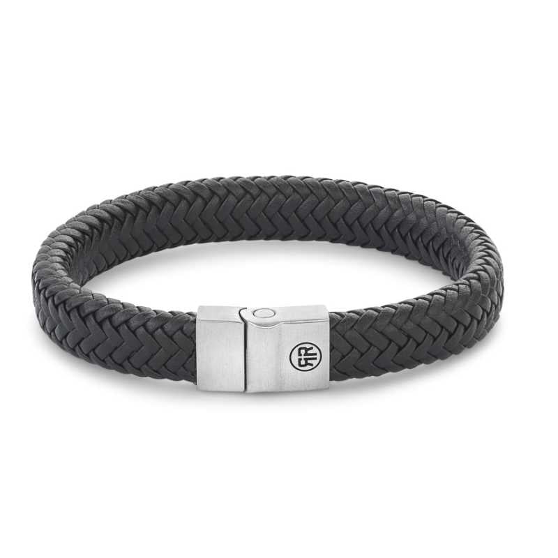 Černý kožený náramek Herringbone Brown Matt RR-M0019-S Rebel&Rose / Rozměr: 16,5 cm - S