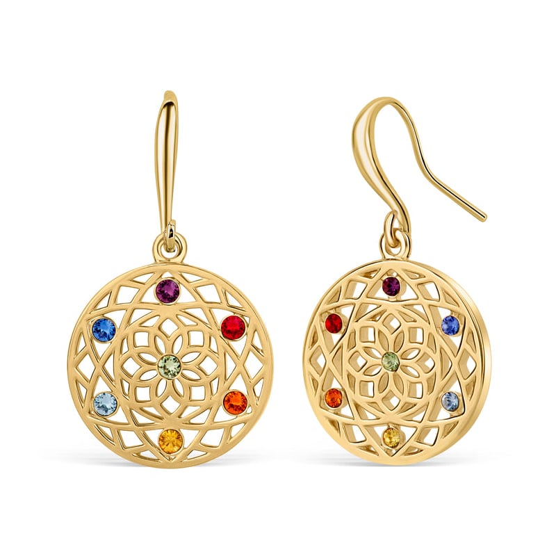 Stylové pozlacené náušnice s krystaly Chakra Flower 40191.MLT.G Crystalp Stylové pozlacené náušnice s krystaly Chakra Flower 40191.MLT.G Crystalp