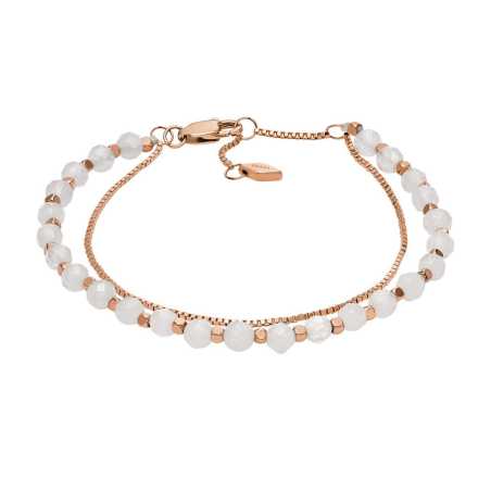 Překrásný bronzový dvojitý náramek s korálky JF04444791 Fossil