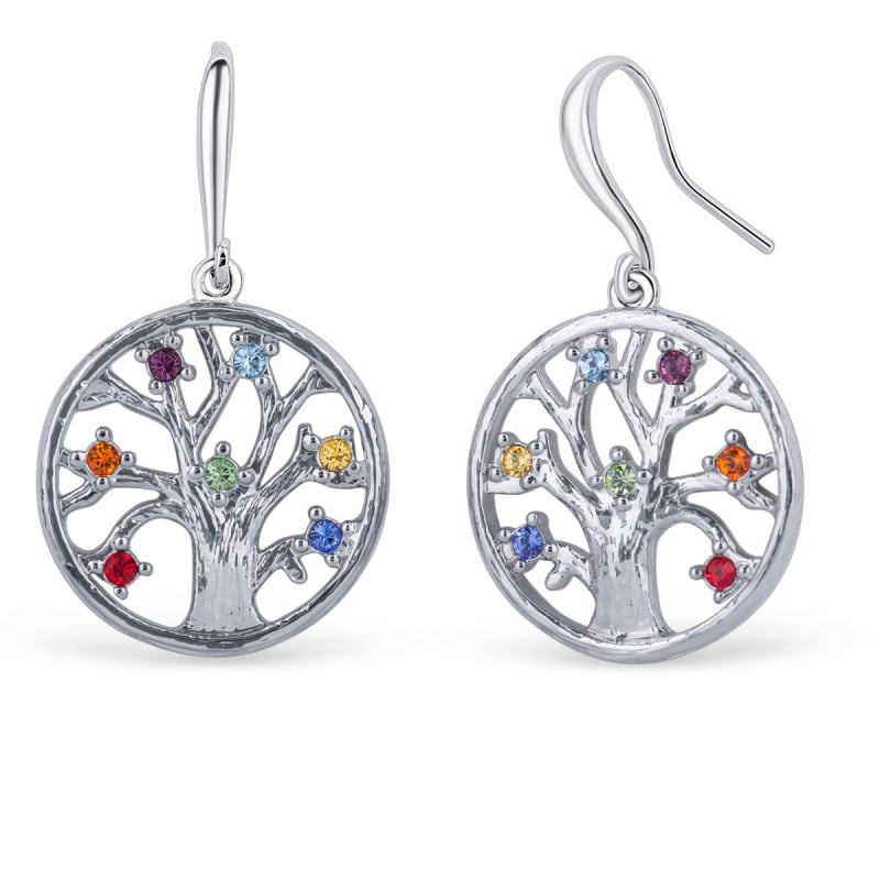 Slušivé náušnice s krystaly Chakra Tree of life 40093.MLT.R Crystalp