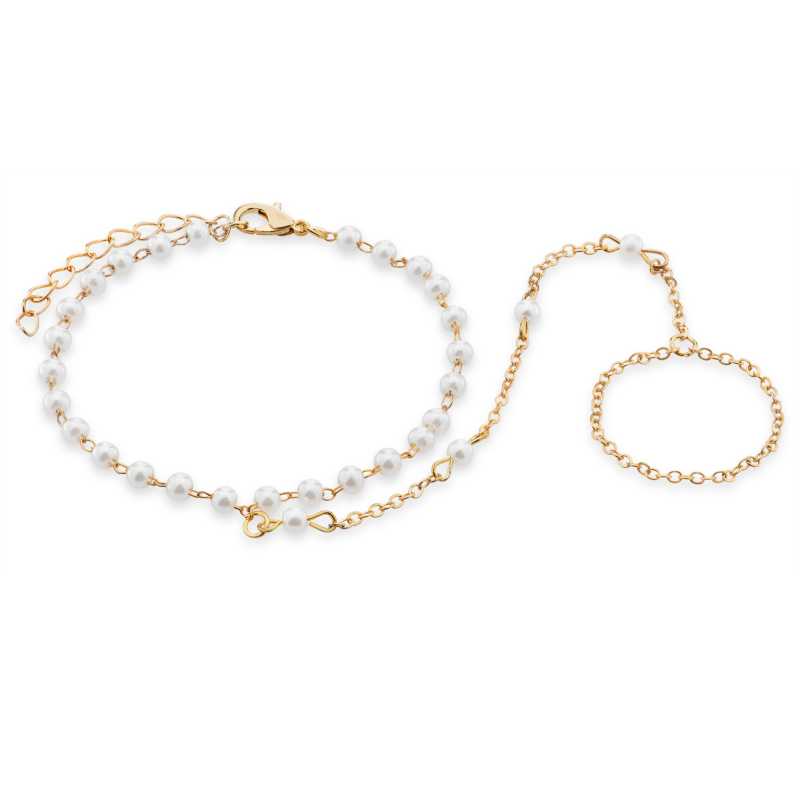 Elegantní pozlacený náramek s provlečením na prst Troli Elegantní pozlacený náramek s provlečením na prst Troli