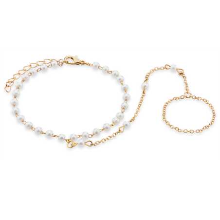 Elegantní pozlacený náramek s provlečením na prst Troli