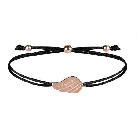 Šňůrkový náramek s andělským křídlem černá/bronzová Troli