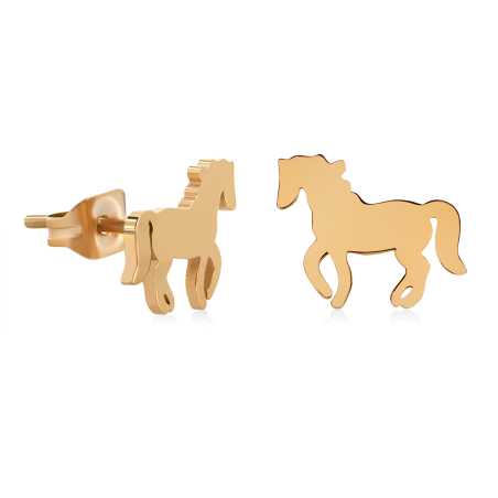 Slušivé pozlacené náušnice Kůň Troli