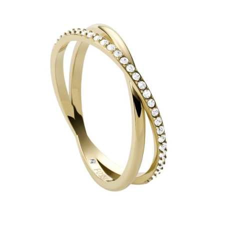 Elegantní pozlacený prsten s krystaly JF03752710 Fossil / Obvod: 52 mm - 52 mm