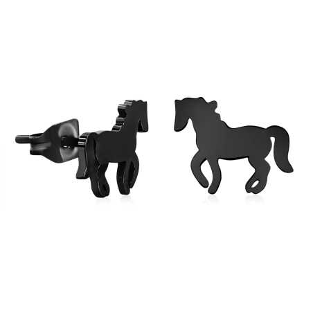 Slušivé černé náušnice Kůň Troli