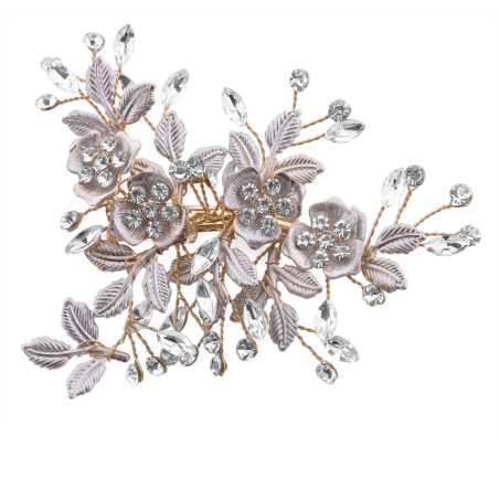 Elegantní pozlacený hřebínek s krystaly Troli