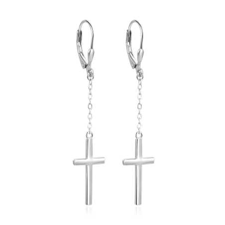 Slušivé stříbrné visací náušnice AGUC3351 Beneto