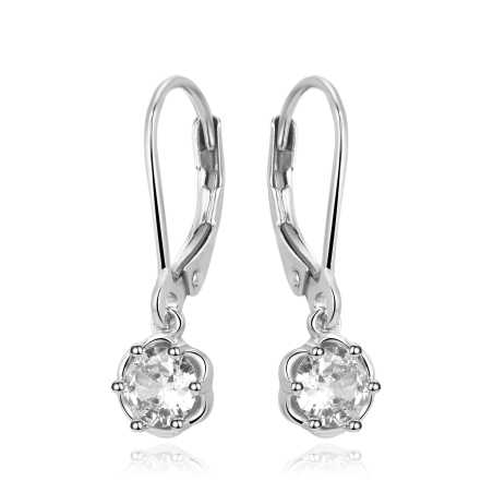 Slušivé stříbrné náušnice s čirými zirkony AGUC3340-W Beneto