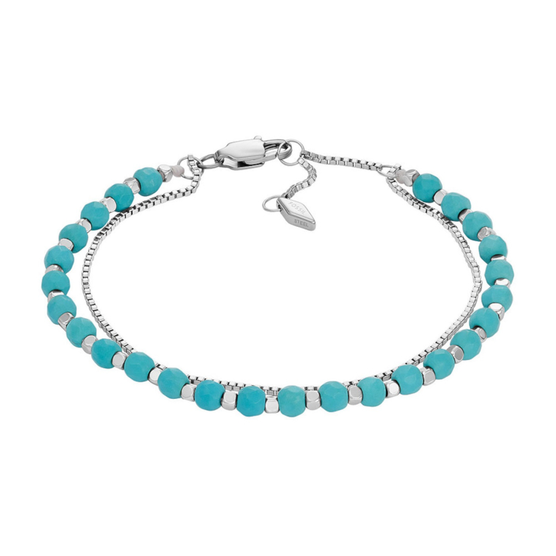 Překrásný dvojitý náramek z oceli s korálky JF04445040 Fossil Překrásný dvojitý náramek z oceli s korálky JF04445040 Fossil