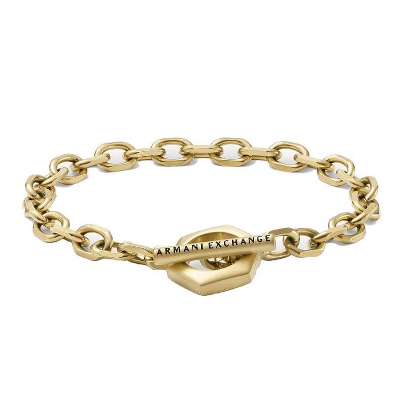 Slušivý pánský pozlacený náramek AXG0104710 Armani Exchange