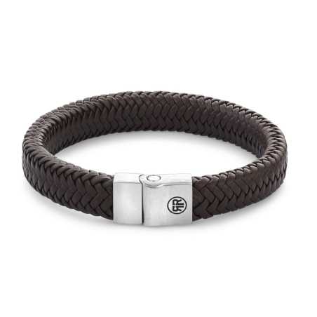 Hnědý kožený náramek Herringbone Brown Matt RR-M0022-S Rebel&Rose / Rozměr: 20 cm - L+