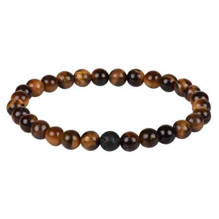 Korálkový náramek z tygřího oka a lávového kamene Troli / Délka: 18 cm