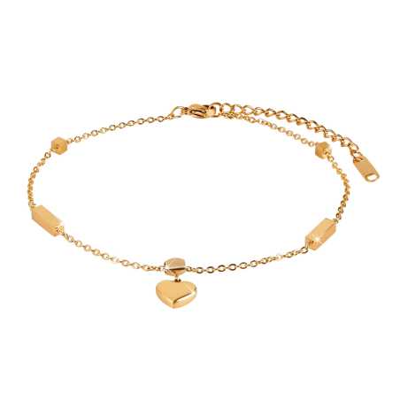 Pozlacený řetízek na nohu se srdíčkem Troli