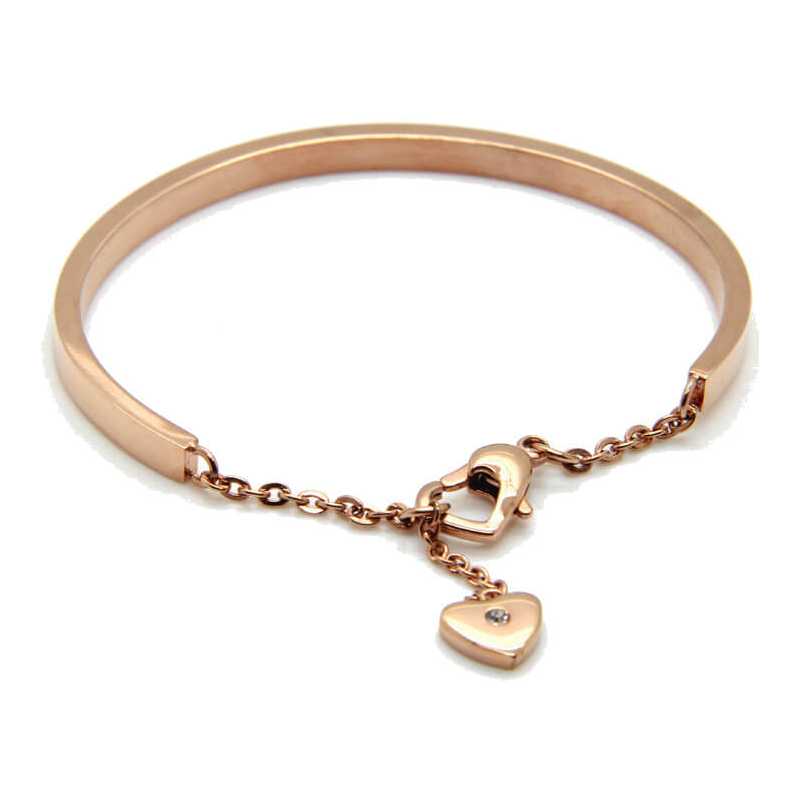 Romantický bronzový náramek se srdcem KBS-151-RG Troli Romantický bronzový náramek se srdcem KBS-151-RG Troli