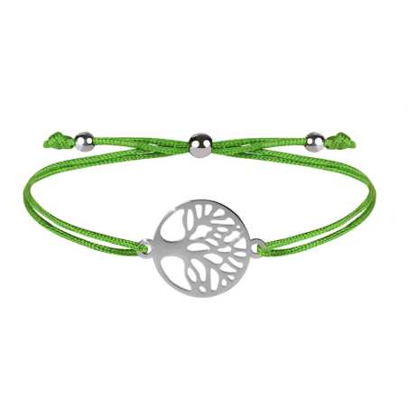 Šňůrkový náramek se stromem života zelená/ocelová Troli