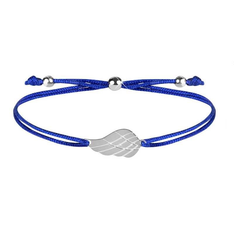 Šňůrkový náramek s andělským křídlem modrá/ocelová Troli Šňůrkový náramek s andělským křídlem modrá/ocelová Troli