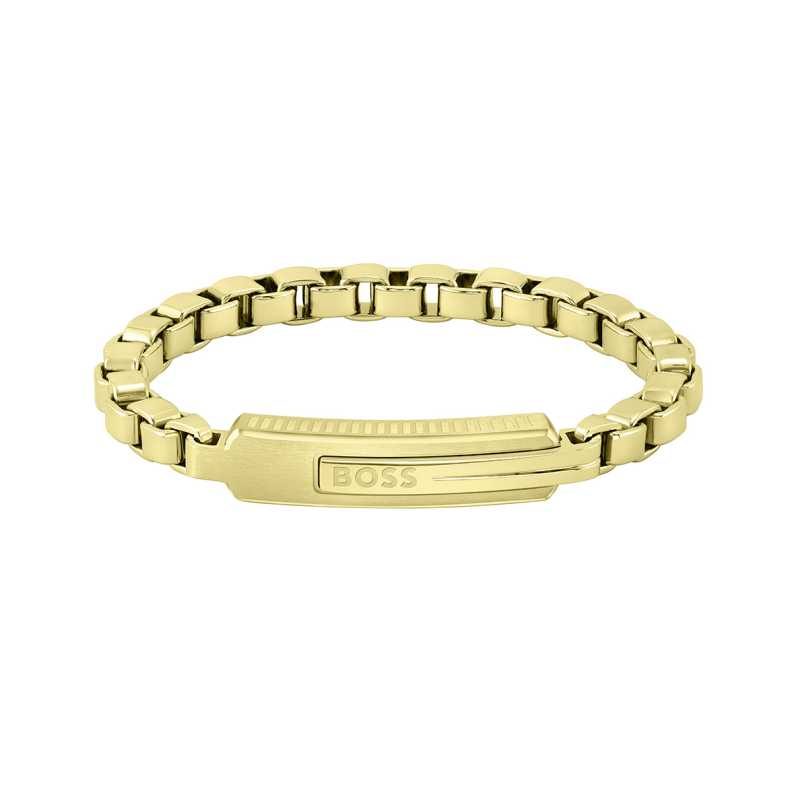 Slušivý pozlacený náramek Orlado 1580357 Hugo Boss / Délka: 17,5 cm Slušivý pozlacený náramek Orlado 1580357 Hugo Boss / Délka: 17,5 cm