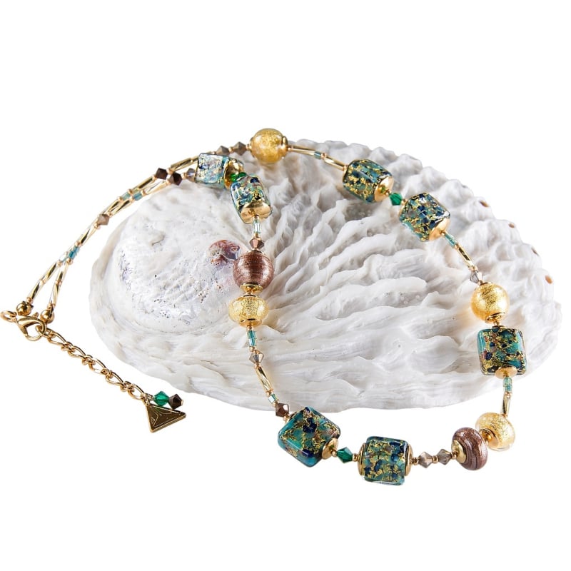 Náhrdelník Fabulous Block s 24karátovým zlatem v perlách Lampglas NCU67 Lampglas