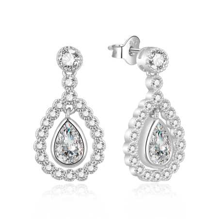 Třpytivé stříbrné náušnice s kubickými zirkony E0003086 Moiss