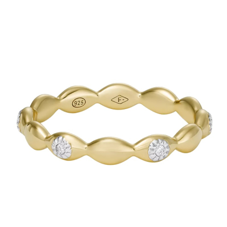 Elegantní pozlacený prsten Evil Eye JFS00615710 Fossil / Obvod: 57 mm - 57 mm