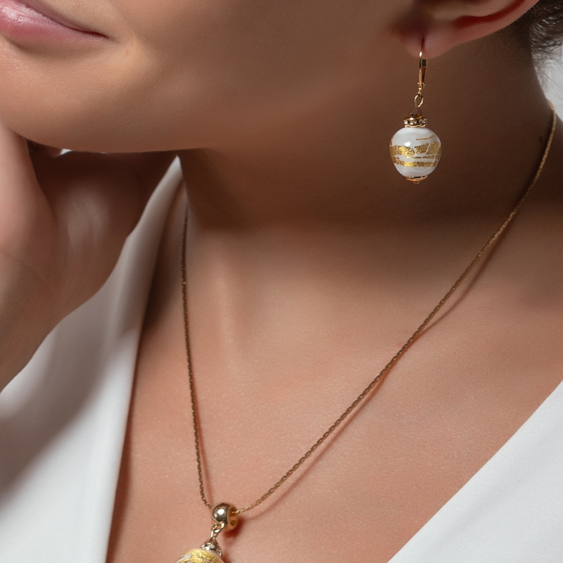 Unikátní náušnice Icy Treasure s 24karátovým zlatem v perlách Lampglas ESA41 Lampglas