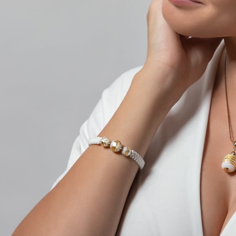 Unikátní náramek Icy Treasure s 24kt zlatem v perle Lampglas BSA41 Lampglas