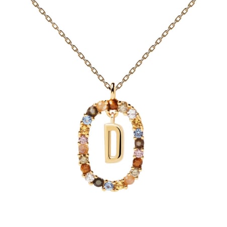 Krásný pozlacený náhrdelník písmeno "D" LETTERS CO01-263-U (řetízek, přívěsek) Pdpaola