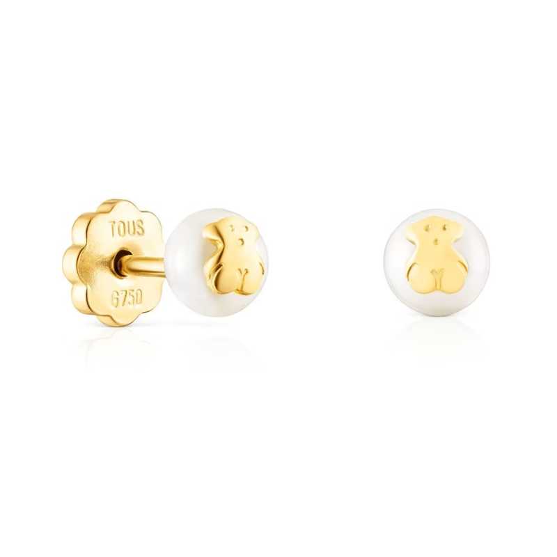 Drobné zlaté náušnice s pravou perlou a medvídkem 111003220 Tous Drobné zlaté náušnice s pravou perlou a medvídkem 111003220 Tous