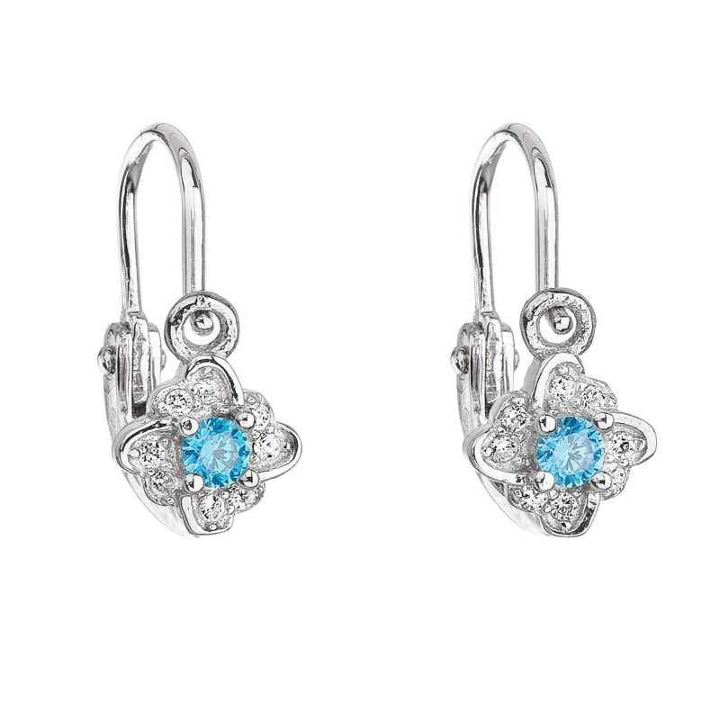 Stříbrné dětské náušnice s modrými zirkony 11175.3 Evolution Group