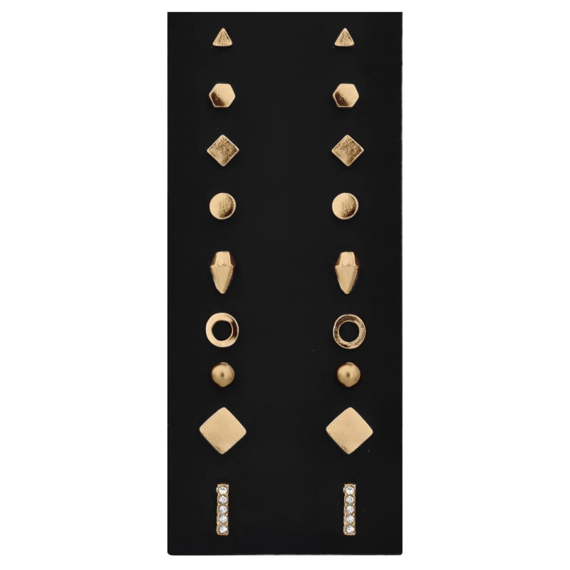 Sada pozlacených minimalistických náušnic / pecky Gold (9 párů) Troli Sada pozlacených minimalistických náušnic / pecky Gold (9 párů) Troli