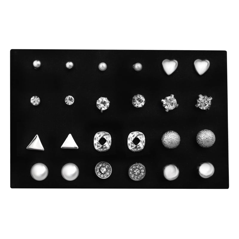 Sada elegantních náušnic / pecky Silver (12 párů) Troli Sada elegantních náušnic / pecky Silver (12 párů) Troli