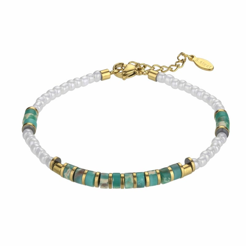 Módní korálkový náramek z chryzoprasu EWB23004G Emily Westwood