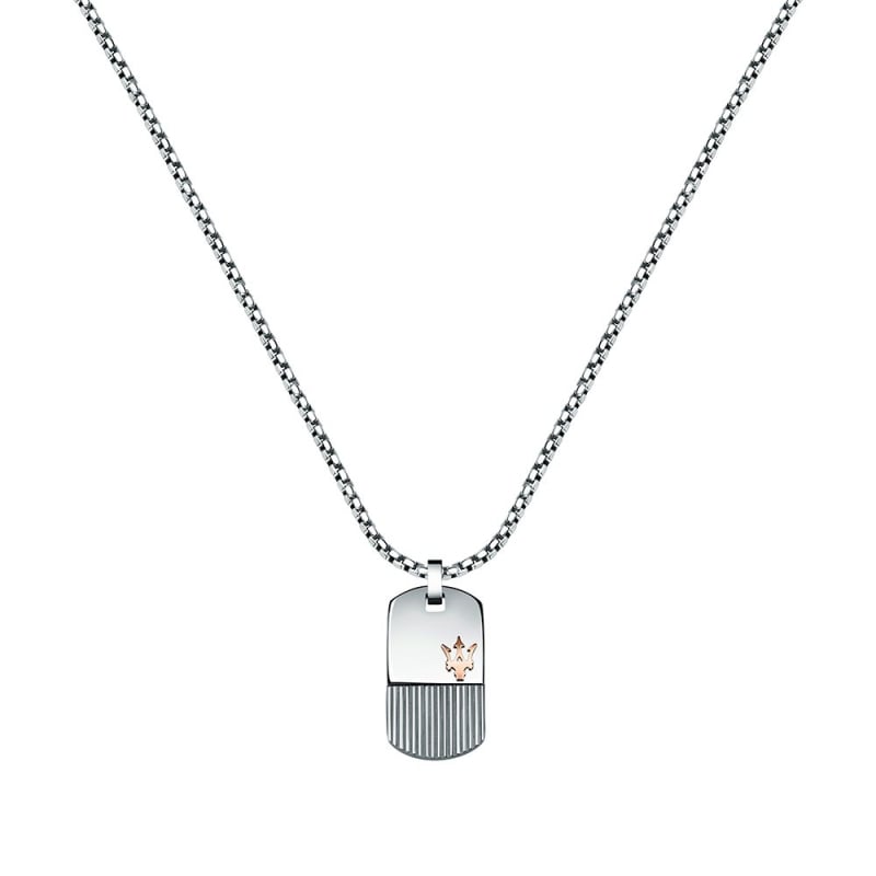 Módní ocelový náhrdelník Vojenská známka Iconic JM121ATK08 Maserati