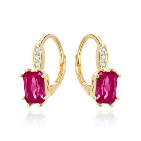 Stříbrné náušnice s červeným krystalem AGUC3350R-GOLD Beneto