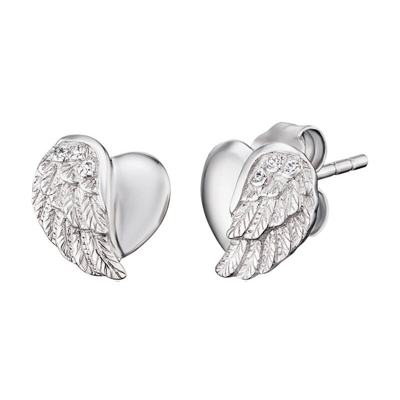 Stříbrné náušnice Srdce s andělským křídlem a zirkony ERE-LILHW-ST Engelsrufer Stříbrné náušnice Srdce s andělským křídlem a zirkony ERE-LILHW-ST Engelsrufer