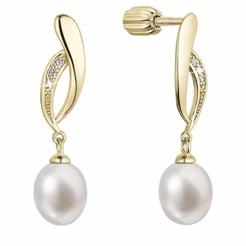 Elegantní pozlacené náušnice s říční perlou a zirkony 21103.1B Evolution Group Elegantní pozlacené náušnice s říční perlou a zirkony 21103.1B Evolution Group