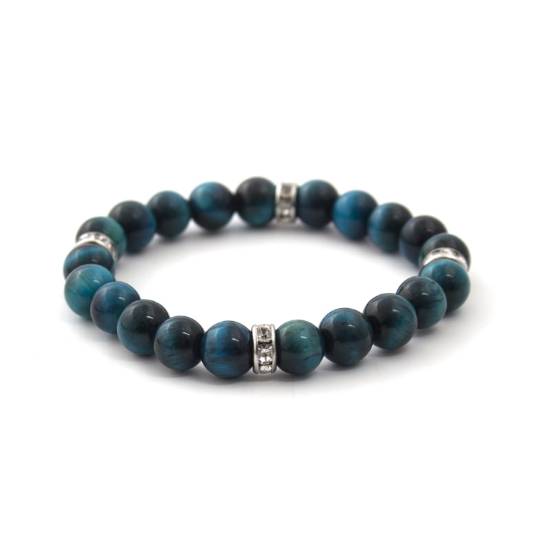 Korálkový náramek z petrolejového tygřího oka MINK122/17 Agato / Délka: 19 cm